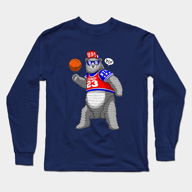 cool bear streetball player Long Sleeve T-Shirt by hayr pictures